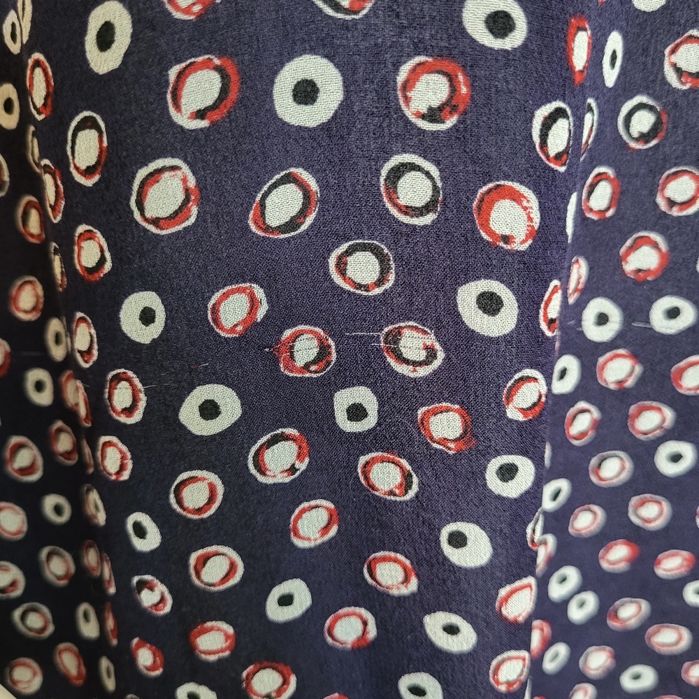 Diane Von Furstenberg blue polka-dot long sleeve sheer silk Flowy Summer blouse - Picture 7 of 15